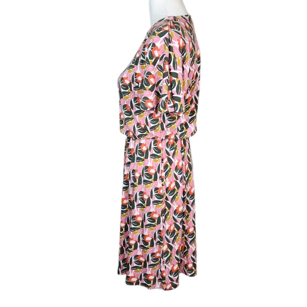 Boden Pink Pop Art Abstract Floral Flutter Sleeve Jersey Mini Dress 4P Coquette - Picture 4 of 14